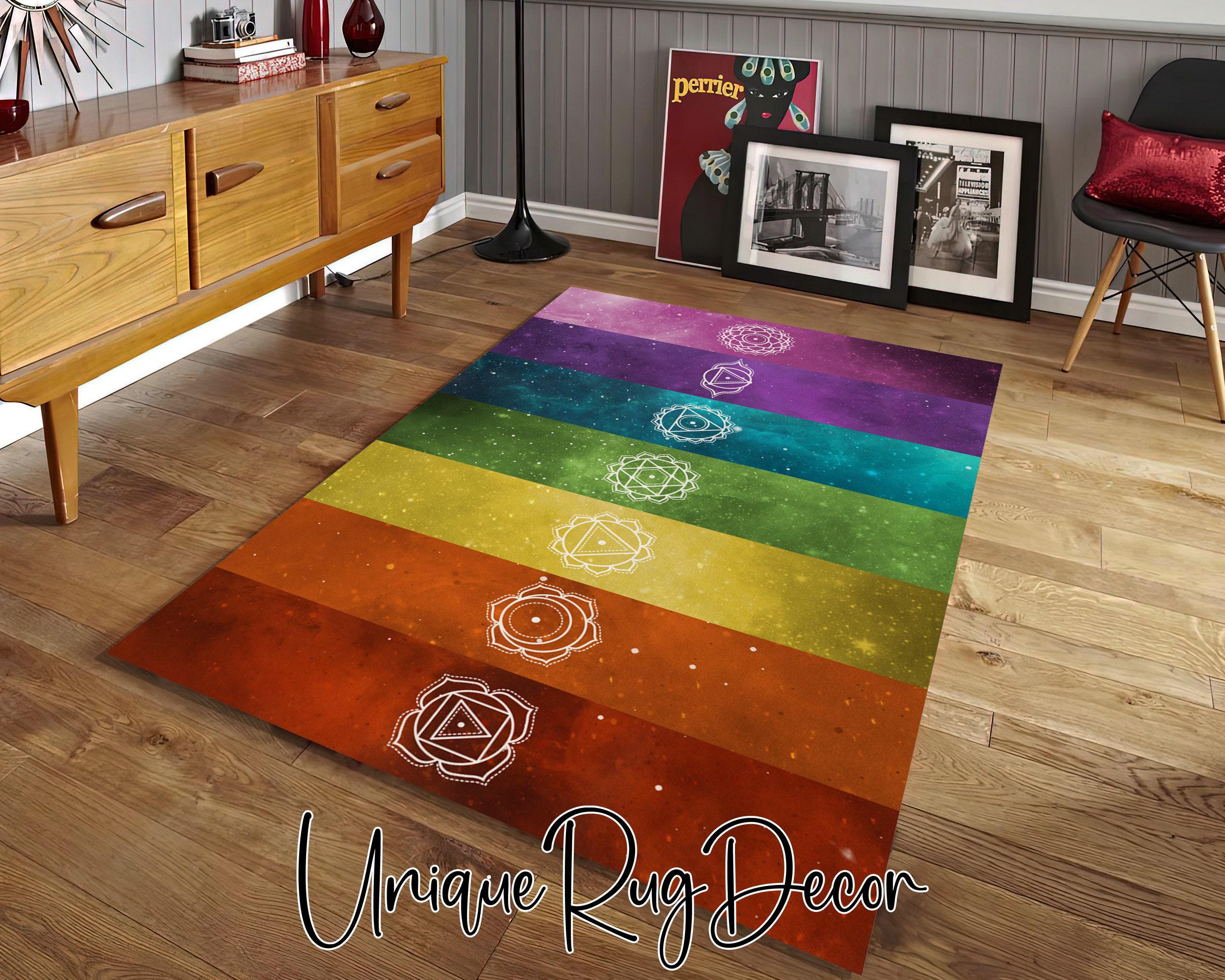 7 Chakra Mandala Symbols Printed Yoga Mat, Outdoor Meditation Rug, Non ...