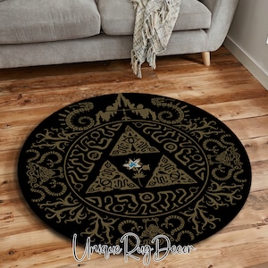Legend of Zelda Game Symbol Round Rug, Cool Gamer Mat, Gaming Decor, Zelda Mat, Zelda Game Room Carpet
