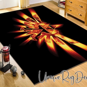 Popular Video Game Zelda Symbol Printed Gaming Mat, Gamer Room Rug, Zelda Carpet Decor
