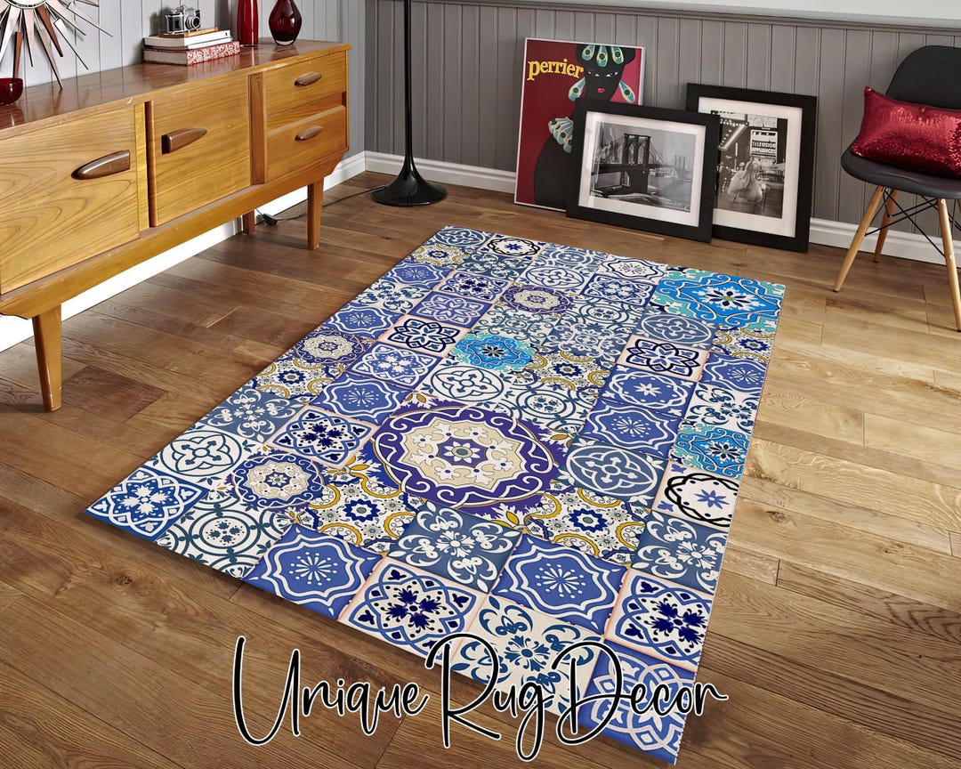 Ceramic Tile Rugs Mosaic Tile Patterned Area Rug, Kitchen Carpet, Ceramic Mat Decor - Etsy