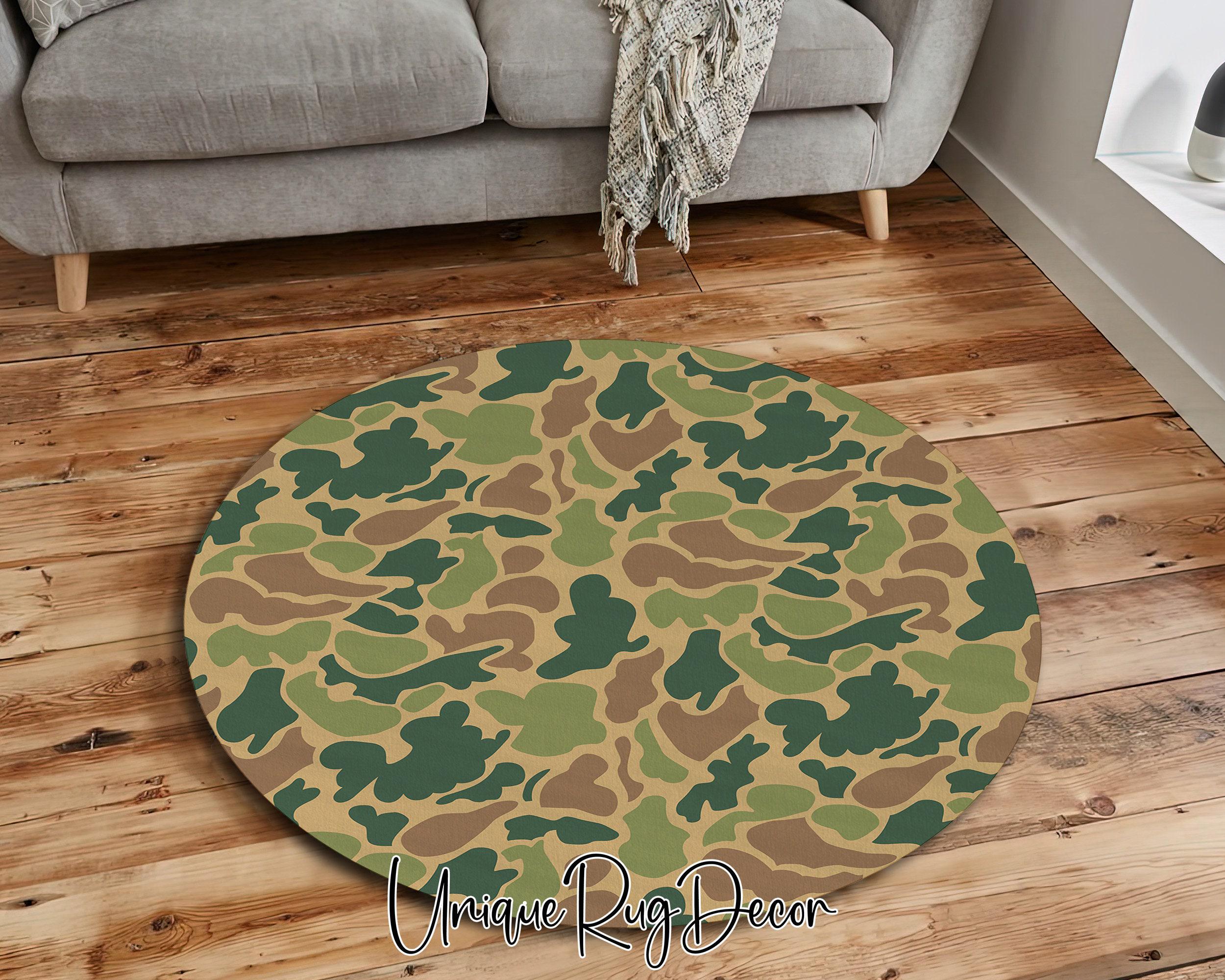 Round Rug Army Camouflage Themed Army Style Non-slip Area Rug, Navy Rug, Soldier Room ...
