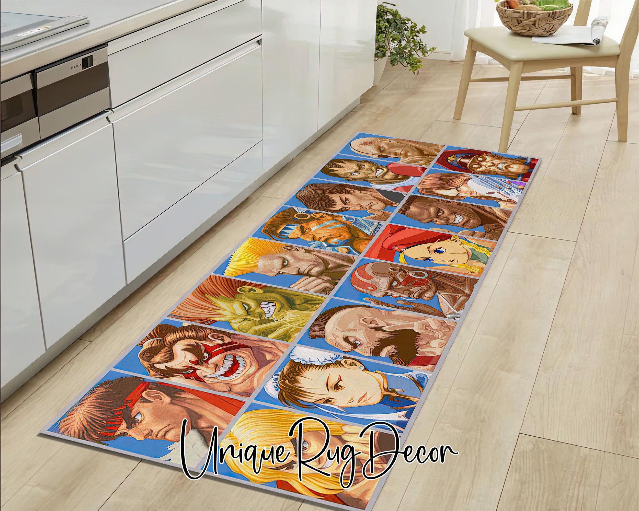 Street Fighter Arcade Game Rug, Gaming Chair Mat, Cool Gamer
