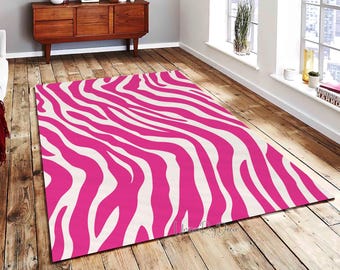 Pink Zebra Print Rug: Modern Animal Decor Carpet