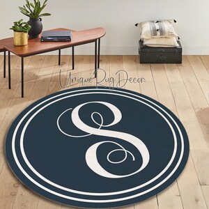 Custom Monogram Round Rug: Personalized Letter Carpet - Etsy