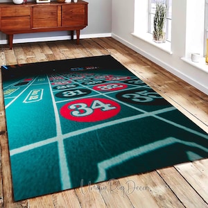 Casino Roulette Table Rug, Gambling Carpet, Poker Room Mat, Game Night Decor