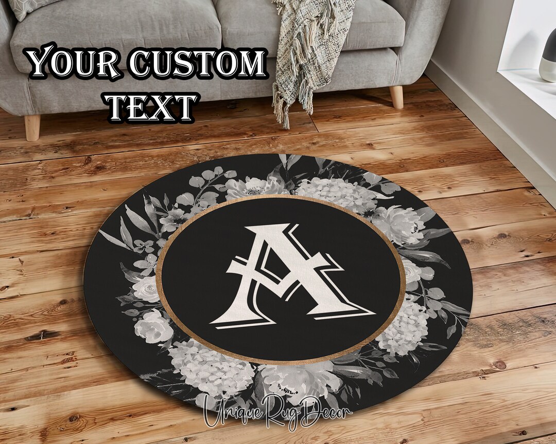 Personalized Bridal Shower Rug, Round Party Mat, Custom Monogram Rug ...