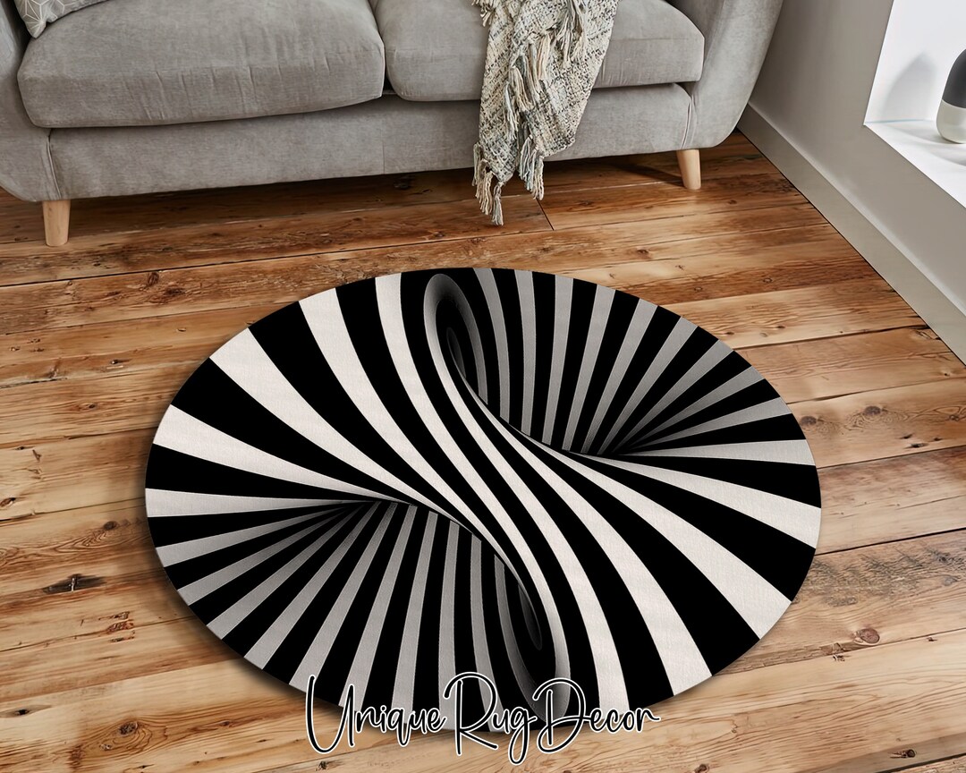 3D Vortex Illusion Theme Nonslip Round Rug Coffee Table Mat Etsy