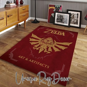 Popular Video Game Zelda Themed Gamer Room Carpet, Gamer Fan Art Decor, Nonslip Gaming Mat