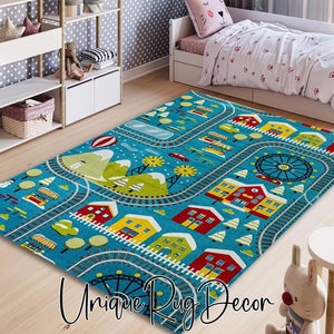 City Map Thema antislip wasbaar kinderkamertapijt, kinderspeelmat, schattig kinderkamertapijt