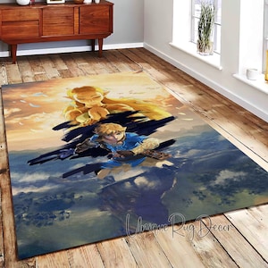 Zelda Character Rug, Game Carpet, Zelda Art Mat, Gamer Room Decor, Gaming Rug, Zelda Fan Gift