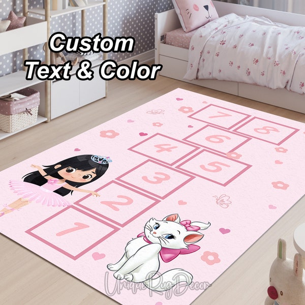 Tapis rose marelle, tapis de chambre pour fille, décoration pour enfants, tapis éducatif sur le thème des princesses, cadeau pour bébé