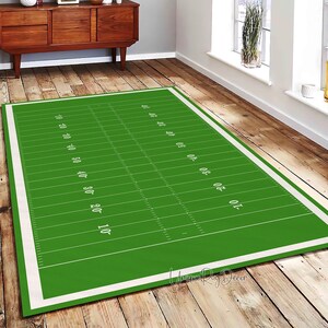 American Football Field Rug, Football Pitch Carpet, Non-Slip Play Room Mat, Football Court Decor