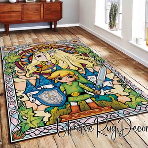 The Legend of Zelda Game Art Rug, Gamer Room Mat, Gaming Carpet, Princess Zelda Decor