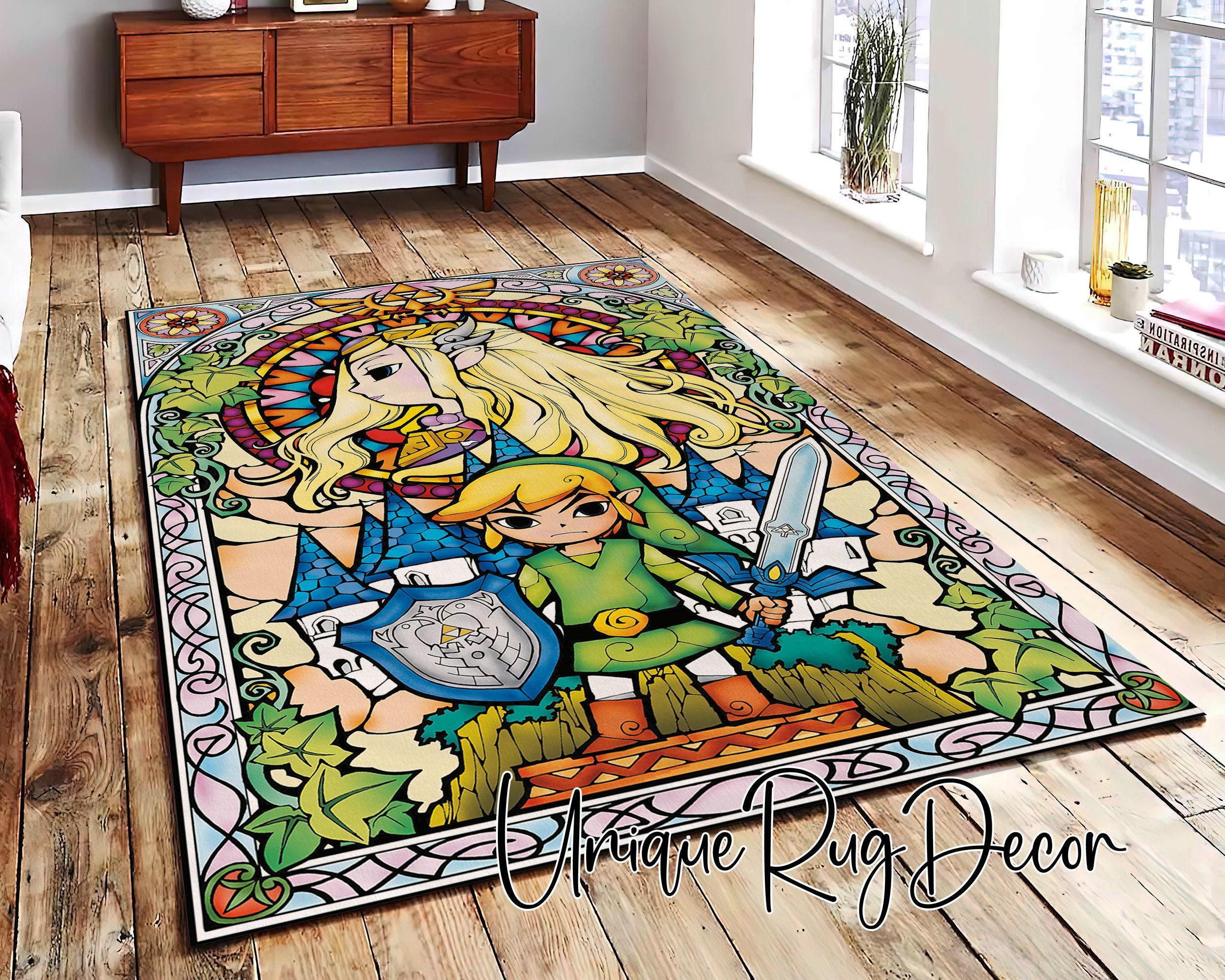 The Legend of Zelda Game Art Rug, Gamer Room Mat, Gaming Carpet