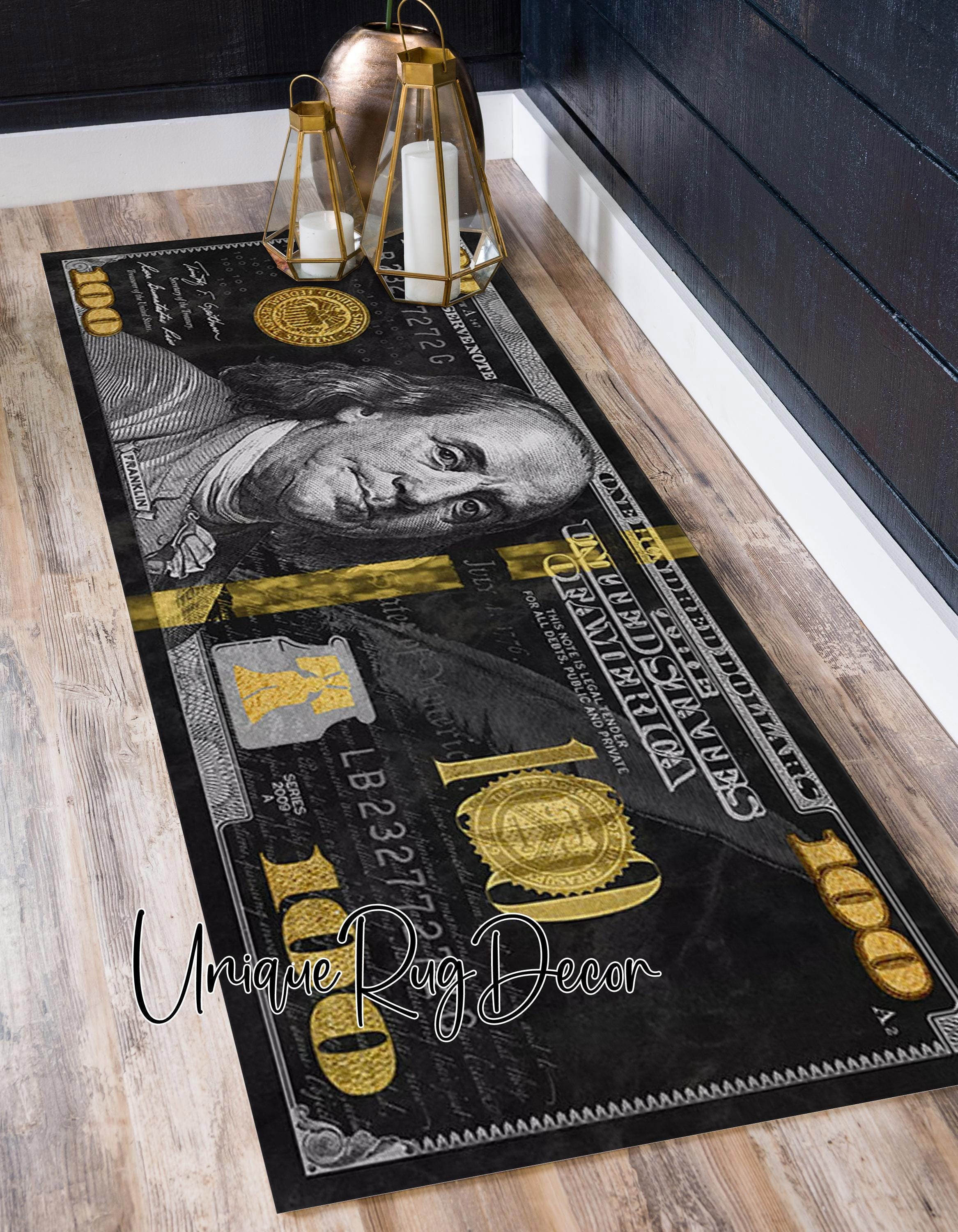 Benjamin Franklin Black and Gold 100 Dollar Bill Runner Rug - Etsy