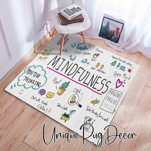 Mindfulness Educational School Science Rug, Children Room Carpet, Kindergarten Classroom Decor image 3