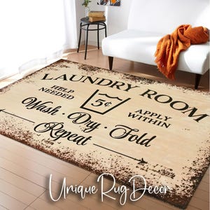 Non-Slip Laundry Rug, Laundry Carpet, Runner Rug for Laundry Room, Non-Slip Abstract Mat, Minimal Laundry Decor