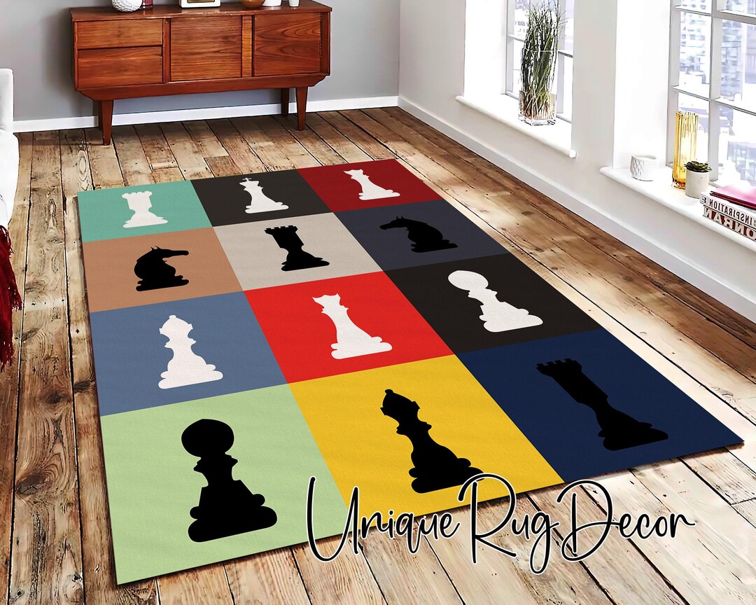 Chess Rug: Board Game Patterned Playroom Carpet - Etsy