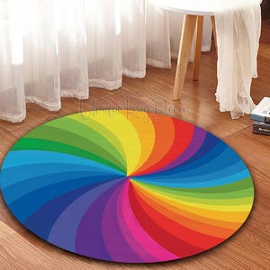 3D Rainbow Rug, Entryway Mat, Colorful Vortex Carpet, Illusion Decor