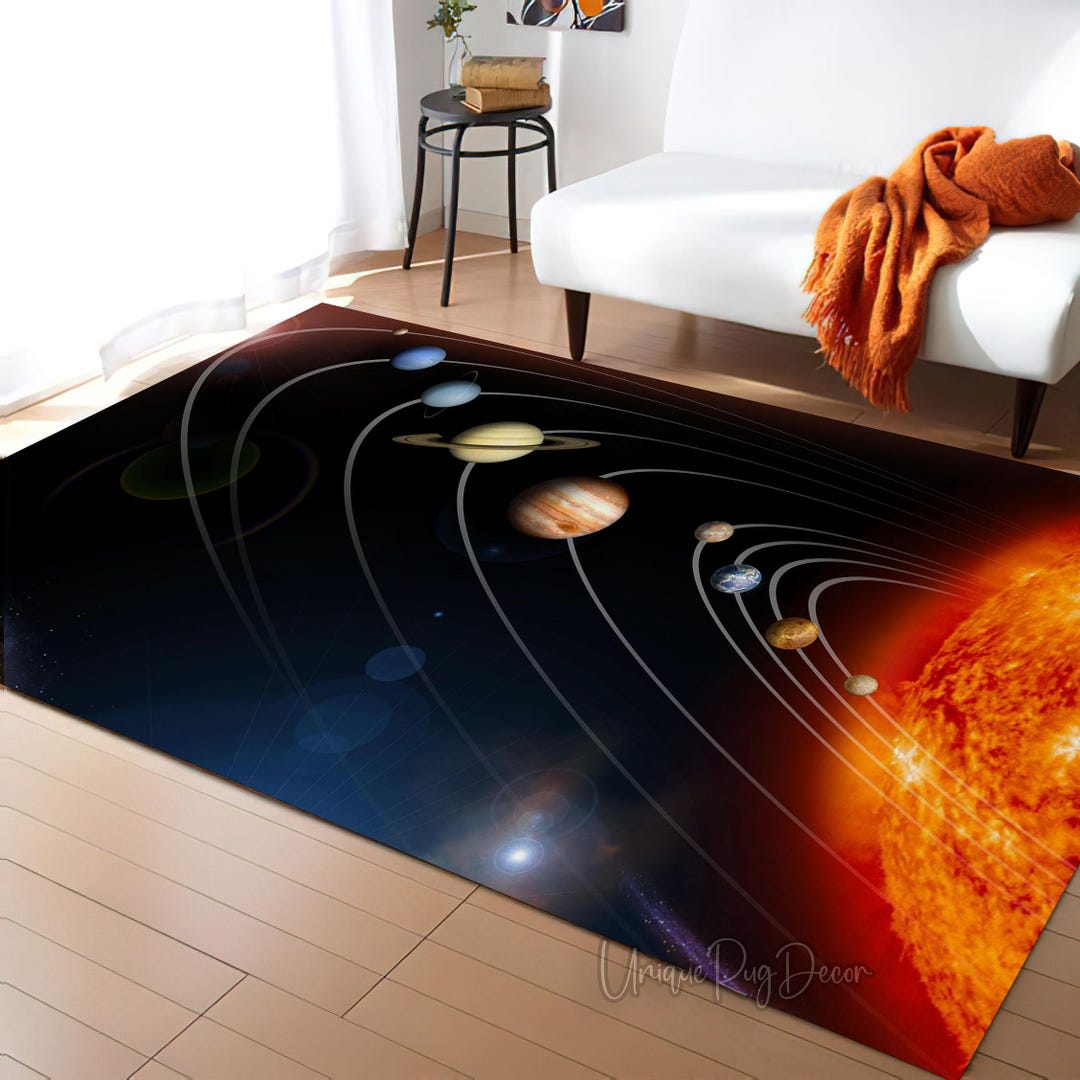Solar System Rug, Galaxy Carpet, Planet Themed Decor, Space Room Mat ...