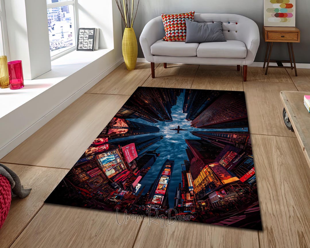 Dramatic City Rug: Cinematic Skyline Carpet Urban Floor Art - Etsy