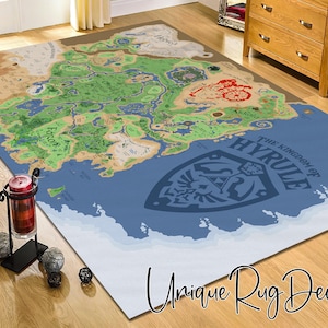 Hyrule Map Rug: Legend of Zelda Gamer Room Decor