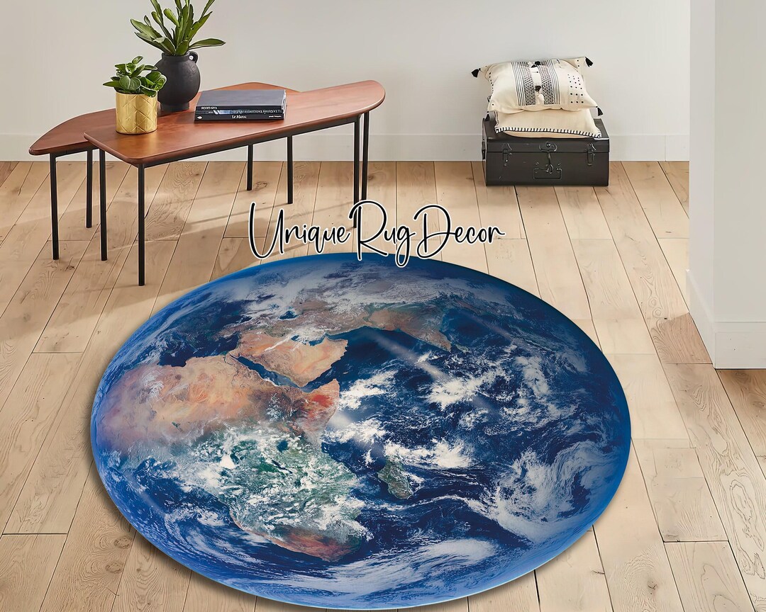 Space Round Rug 3D Earth Round Rug: Non-slip Space Room Decor - Etsy