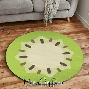 Kiwi Rug: Green Fruit Cartoon Kids Play Mat image 2