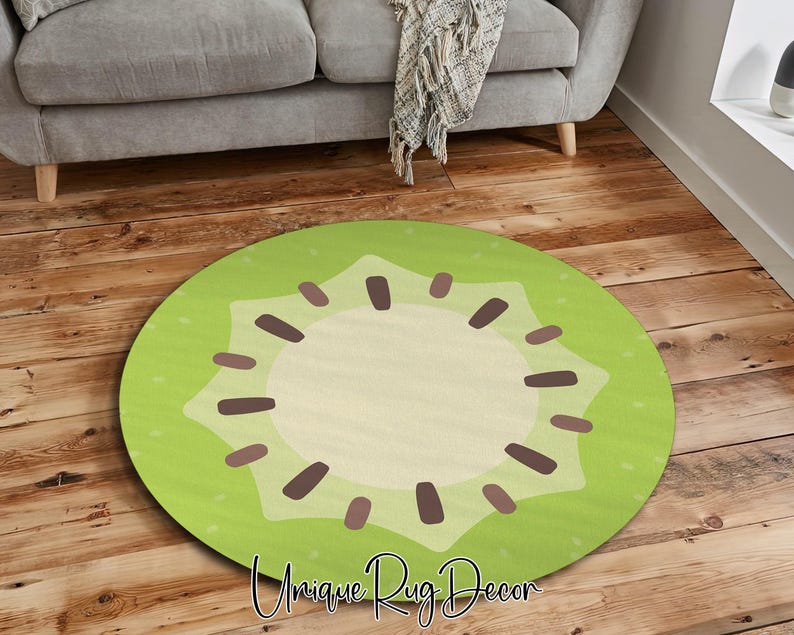 Kiwi Rug: Green Fruit Cartoon Kids Play Mat image 2