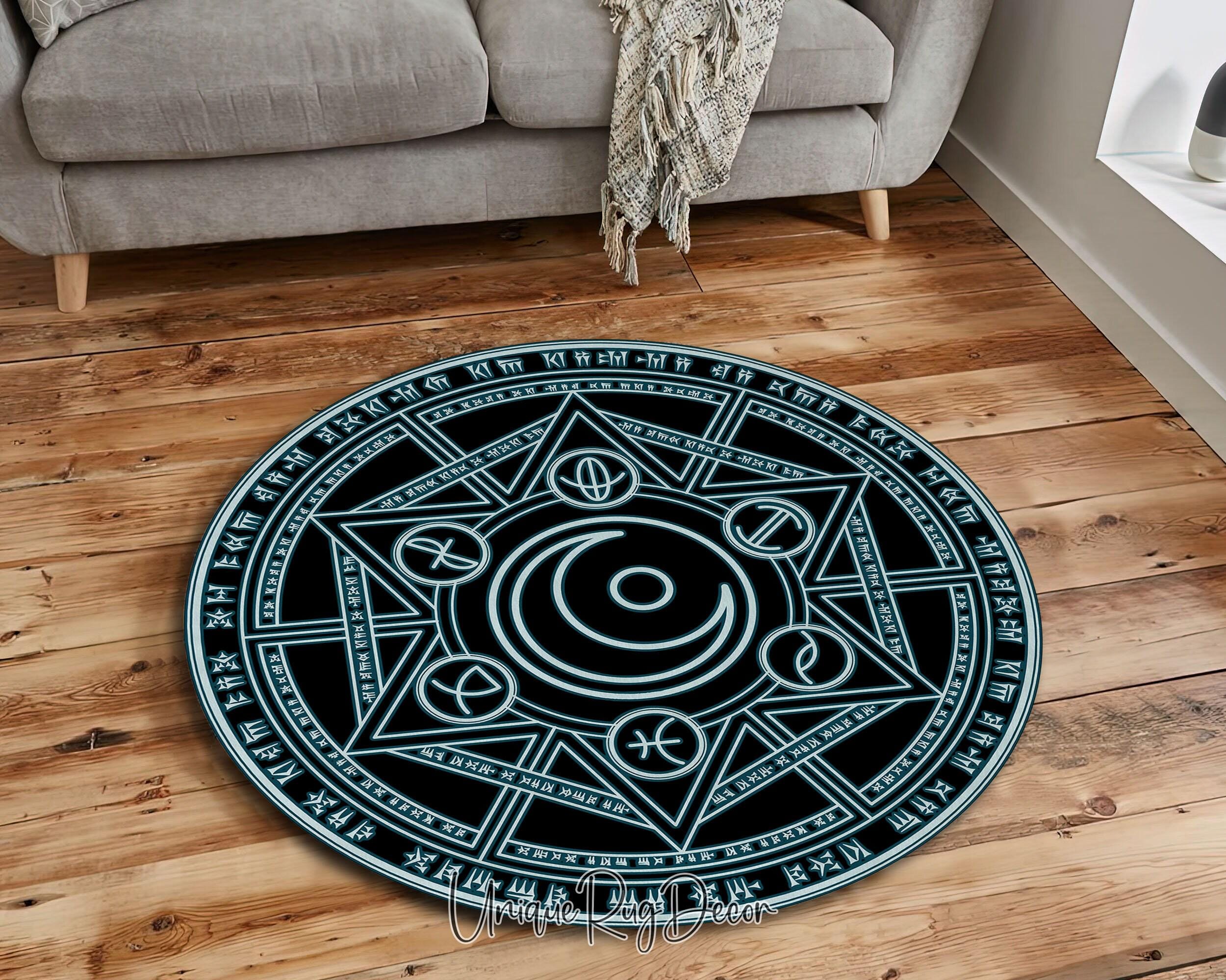 Wicca Rugs Pentacle Magic Circle Rug, Pentagram Satanic Carpet, Wicca Mat, Gothic ...