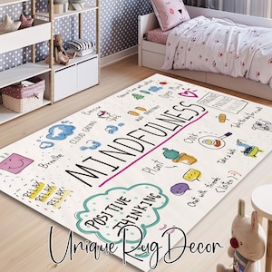 Mindfulness Educational School Science Rug, Children Room Carpet, Kindergarten Classroom Decor
