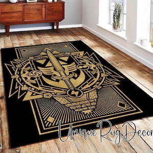 Zelda Sword Rug, Cool Gaming Mat, Zelda Art Decor, Legend of Zelda Carpet, Black Rug, Gamer Gift
