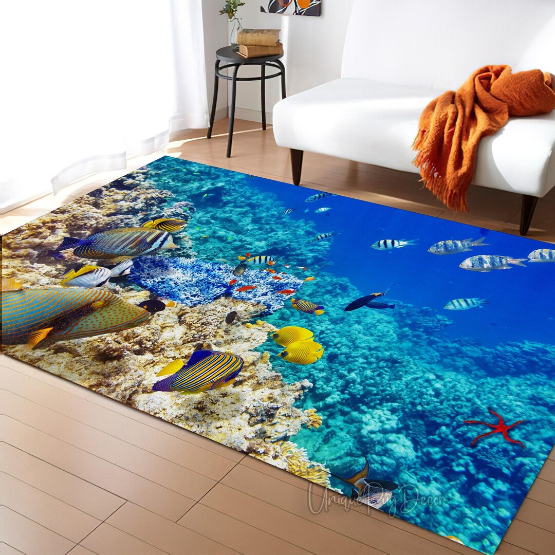 Ocean Fish Rug: Colorful Sea Life Carpet - Etsy