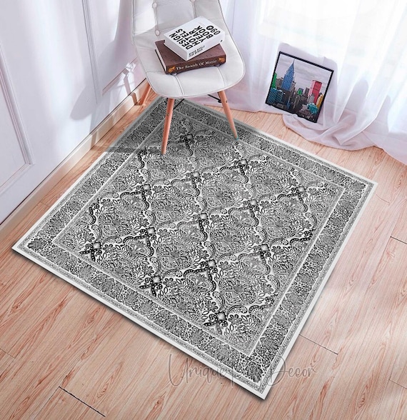 Quadratischer Teppich Schwarz Weiß