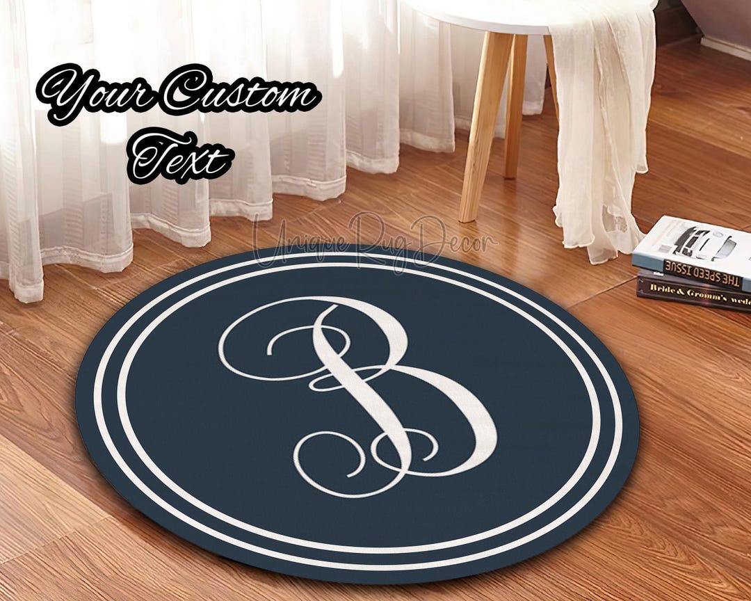 Custom Monogram Round Rug: Personalized Letter Carpet - Etsy