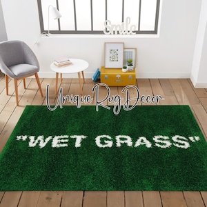 Wet Grass Printed Cool Hypebeast Rug, Sneakerhead Carpet, Cool Mat for Sneaker Room, Entryway Decor