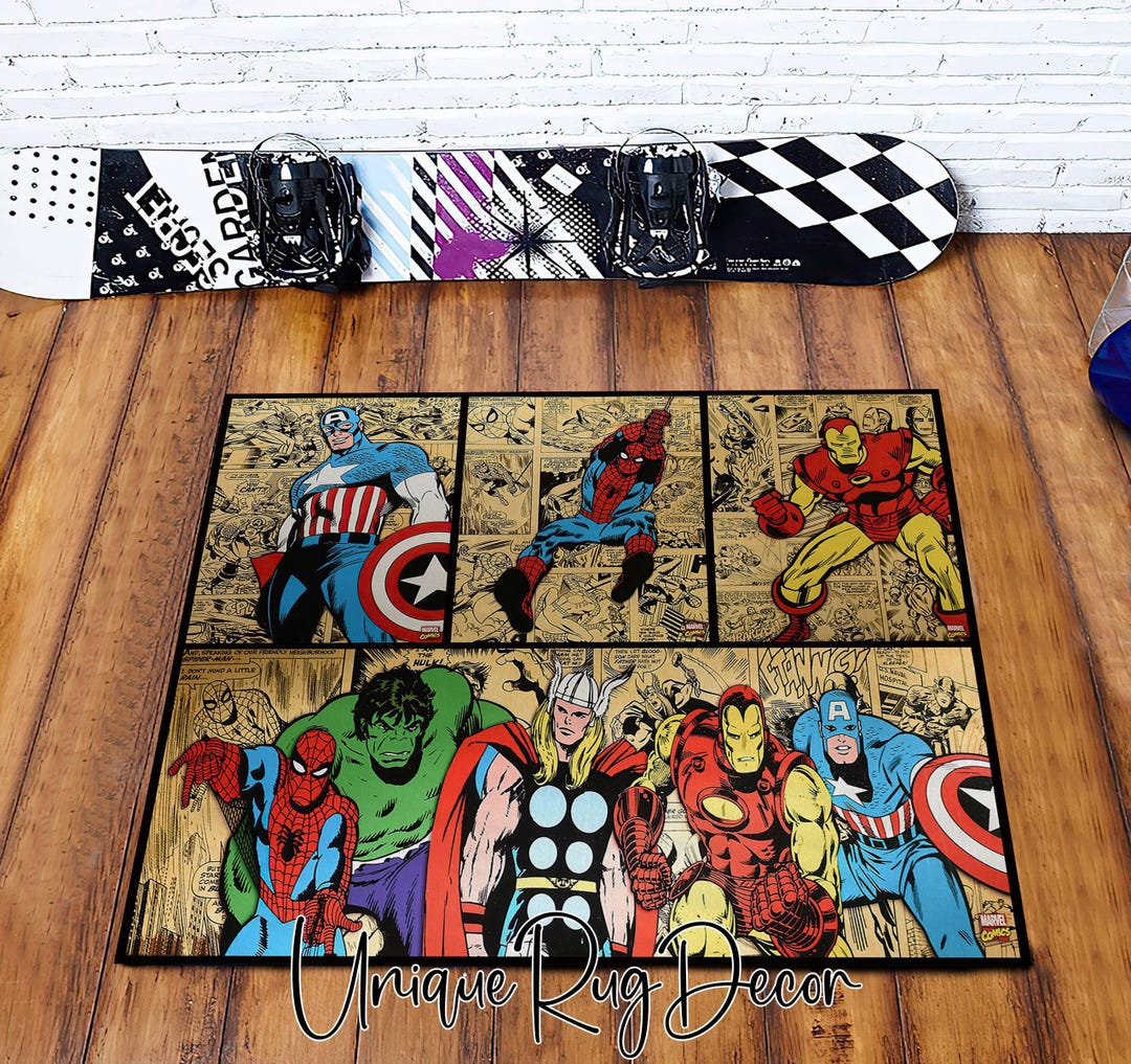 Marvel Superhero Comic Rug, Retro Style, Non-slip - Etsy