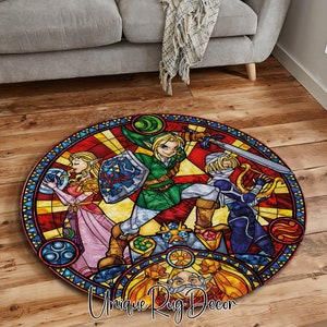 The Legend of Zelda Rug, Zelda Round Mat, Zelda Decor, Game Room Carpet, Gift for Gaming, Zelda Fan Rug