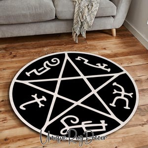 Supernatural Devil’s Trap Rug, Satan Symbol Pentacle Rug, Pentagram Carpet, Witchy Gothic Décor