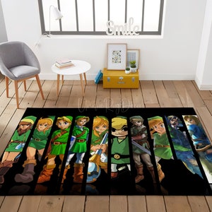 Legend Of Zelda Rug, Zelda Character Carpet, Fantastic Gamer Decor, Gaming Mat, Game Room Rug, Gift for Zelda