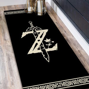 Zelda Logo Runner Rug, Game Room Carpet, Entrance Runner Rug, Gaming Decor, The Legend of Zelda, Zelda Fan Gift