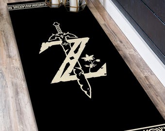 Zelda Logo Runner Rug: Gaming Room Decor, Zelda Fan Gift