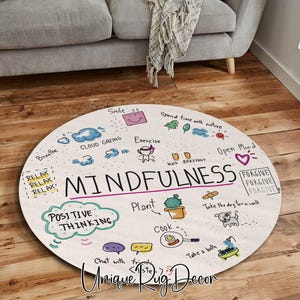 Mindfulness Educational School Science Rug, Children Room Carpet, Kindergarten Classroom Decor image 2