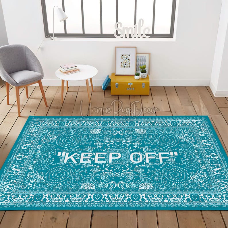 Blue and White Keepoff Rug, Sneaker Room Mat, Keep off Carpet