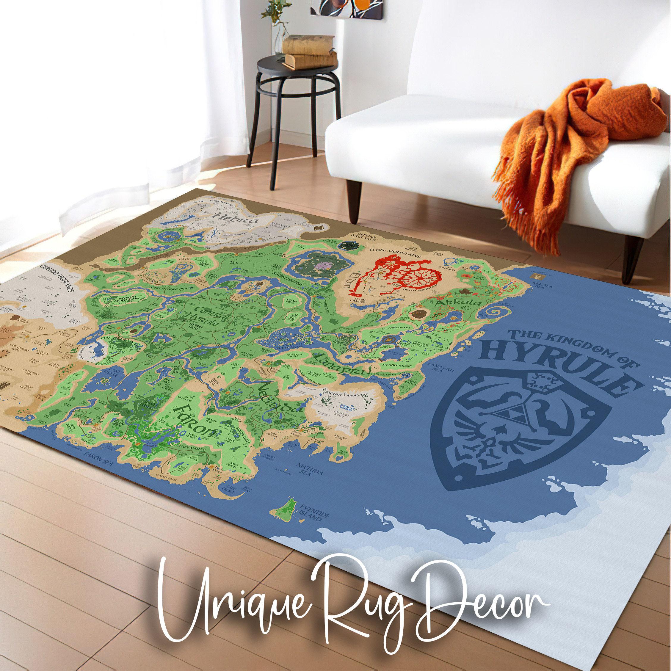 Hyrule Map Rug: Legend of Zelda Gamer Room Decor - Etsy