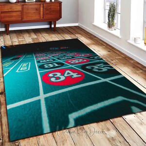 Casino Roulette Table Rug, Gambling Carpet, Poker Room Mat, Game Night Decor