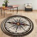 Compass Rose Rug, Compass Medallion Carpet, Wooden Looking Non-slip ...