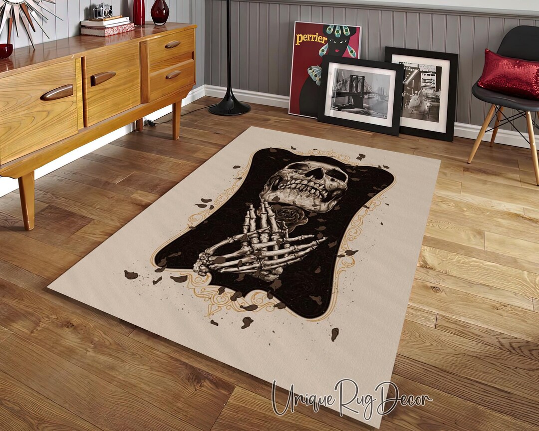Skeleton Abyss Rug Skeleton Art Rug: Gothic Horror Room Decor - Etsy