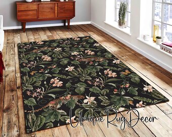 Leopard Rug: Floral Leaf Pattern, Luxury Home Decor