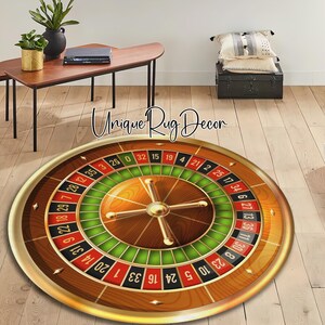 Casino Roulette Table Rug, Gambling Mat, Decorative Playroom Carpet, Gaming Room Carpet
